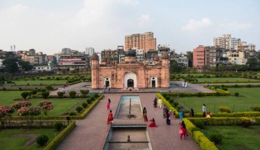 Dhaka, Bangladesh - November 1, 2017: People visit the 17th-century mausoleum of Bibi Pari in Lalbagh fort in Dhaka, Bangladesh.